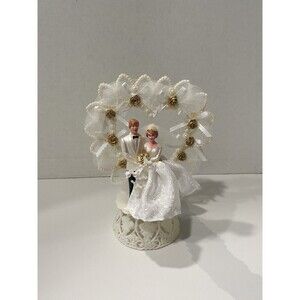 Vintage Bride & Groom Cake Topper  8” X 7”
